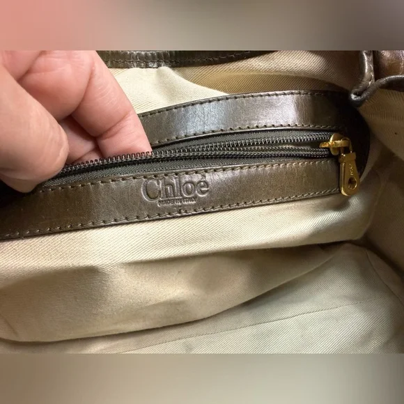 Chloe Handbag Olive Green Leather Bag Purse Kerala Equestrian Gold Hardware - Picture 9 of 13